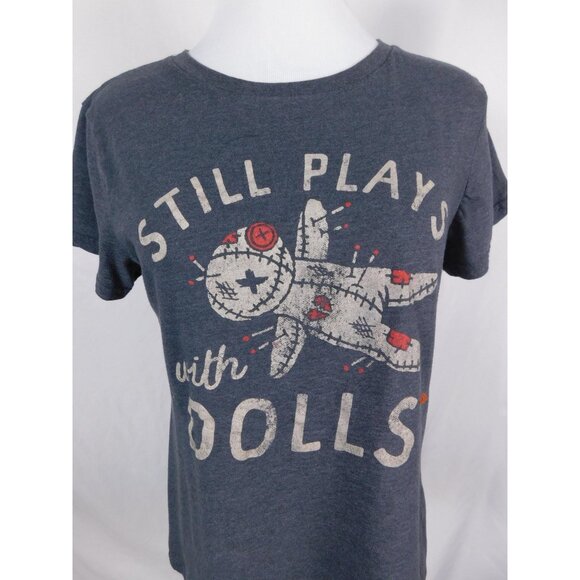 Crazy Dog T-Shirts Shirt Womens Medium Gray Still Plays With Dolls Voodoo Tee - Picture 3 of 9
